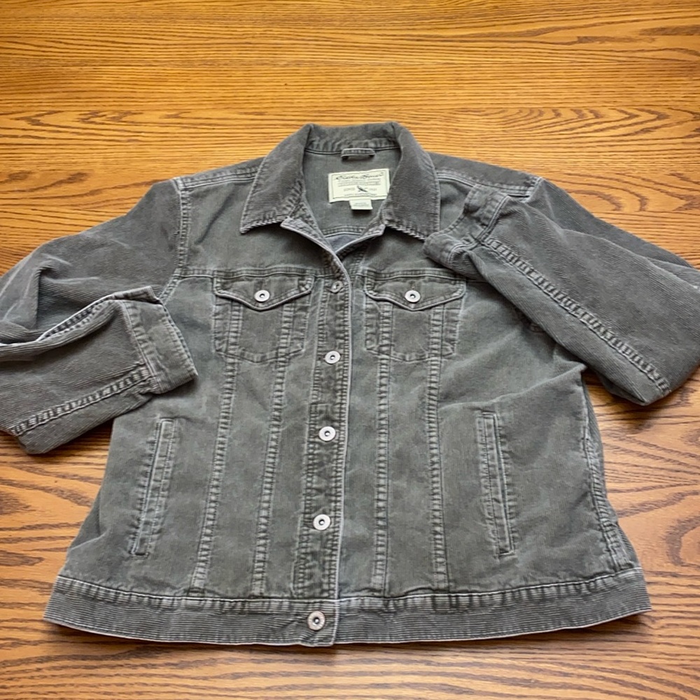 Eddie Bauer Weathered Gray Corduroy Jacket Women's XL